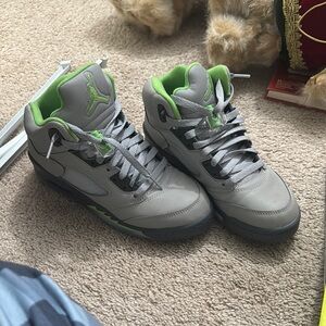 Jordan Gray and Green Athletic Sneakers
